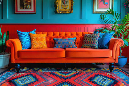 Colorful sofa in living room inspiration ideasの素材