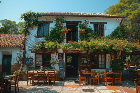 the exterior of an elegant country house Italy style with garden and terrace inspiration ideasの素材