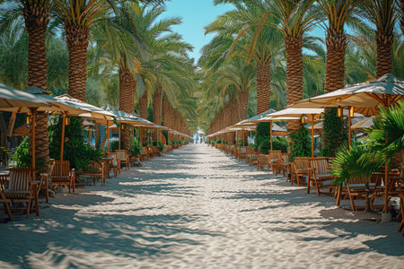 the beach club area full of bungalows made out of bamboos inspiration ideasの素材
