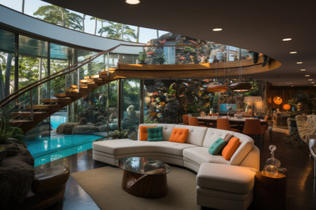 a brutalist modern home with a white concrete aquarium architecture inspirationの素材