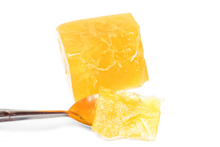 Jelly sweets syrup on white background, Thailand sweets.
