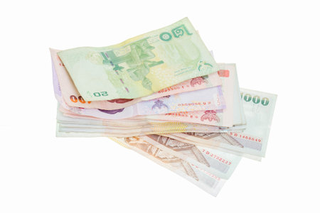 Thai Money on white backgroundの写真素材