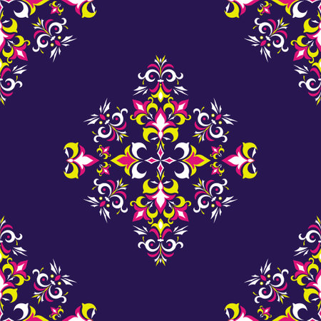 Oriental flower ethnic fashion textiles for geometric patterns seamless background, Vector illustration clothing woman design.のイラスト素材