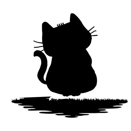 Cute Cat Illustration in Playful Silhouette Pet Art for Home and Decor Designのイラスト素材