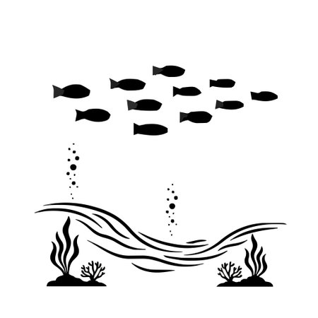 Peaceful Underwater Illustration with Fish and Coral Marine Art for Ocean and Nature Designのイラスト素材