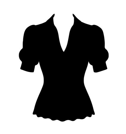 Feminine short sleeve top vector illustration in black silhouette Great for fashion visuals, templates, and outfit designsのイラスト素材