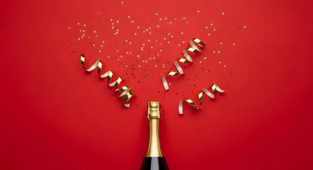 Champagne Celebration with Gold Party Decorationsの素材