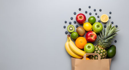 Bouquet made from assorted fresh fruits symbolizing wellness nutrition and creative food stylingの素材