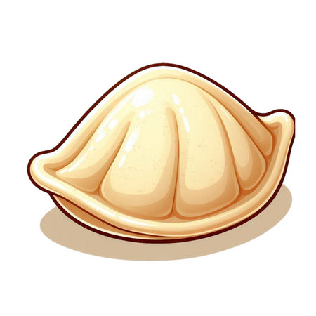 Illustration of a steamed dumpling on a white backgroundの素材