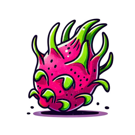 Dragon fruit vector illustration, isolated on white background. Pitahaya.の素材