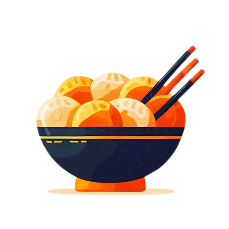 Bowl of Asian noodles with chopsticks. Vector illustration in cartoon styleの素材