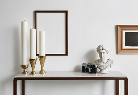 Mock up poster frame in scandinavian interior, 3d renderの素材