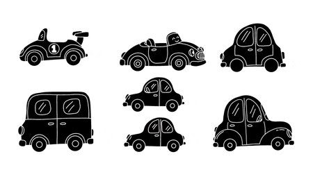 Set of car silhouettes isolated on white background. Vector illustration.の写真素材