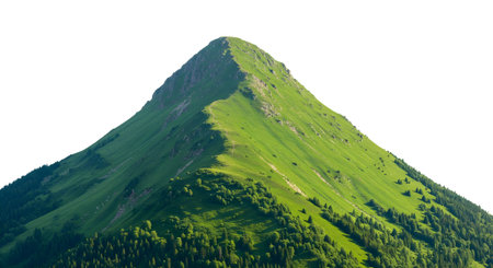 Sharp conical volcano covered in greenery, great for adventure and exploration concepts.の素材