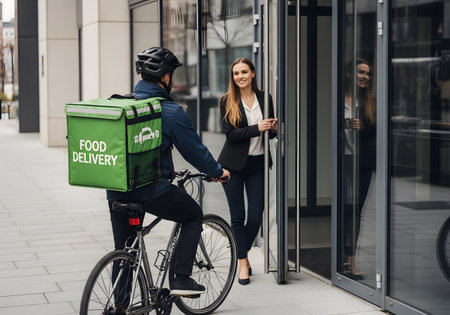 Bike Food Delivery to Office Workerの素材