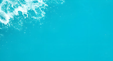 Blue water surface with underwater bubbles. Great for refreshing, hydration, skincare, or summer-themed content.の素材