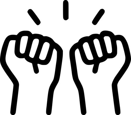 An outline icon representing motivation, power, determination, protest, achievement strong positive energyのイラスト素材