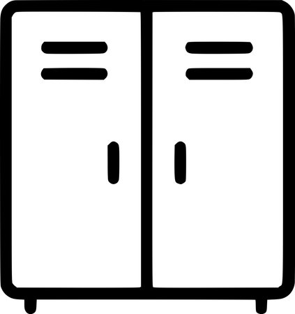 outline icon representing school lockers, personal storage, gym cabinet, safety, and security solutionsのイラスト素材