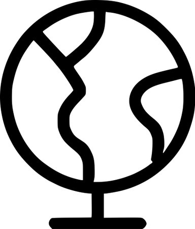 outline icon representing a geography globe, world map, earth, travel, education, and international businessのイラスト素材