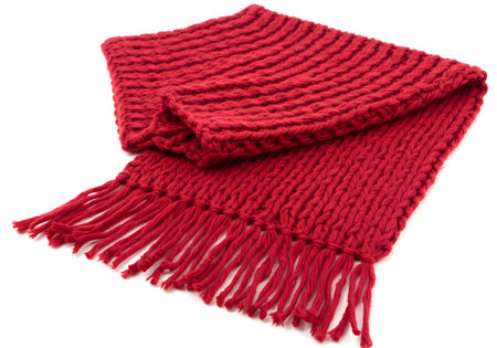 Stylish red textured scarf for cozy winter outfitの素材