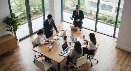 Perfect for showing collaboration and teamwork in a professional setting.の素材