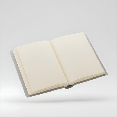 Realistic image of an open book showing its spread, ideal for publishing or educational themes.の素材
