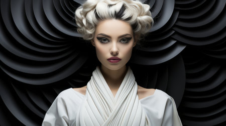 A fashionable woman with an edgy white-haired makeover radiates confidence and inspires onlookers with her unique styleの素材