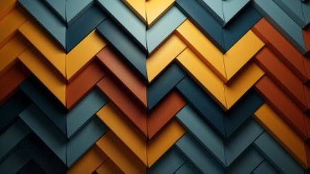 A vibrant, abstract art piece of geometric patterns and striking orange color brings a captivating sense of symmetry to the wallの素材