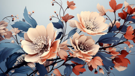 A vibrant painting of a delicate flower blooming outdoors captures the beauty of its intricately layered petals and the wonder of natureの素材