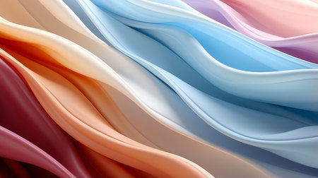 A captivating abstract image of a vibrant peach wave cascading across a textured fabric captures the eye and inspires a sense of freedomの素材