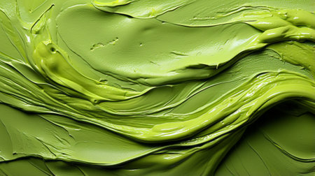 A captivating abstract painting of a vibrant green cabbage evokes a feeling of serenity and stillnessの素材