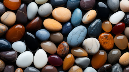 A vibrant landscape of pebbles scattered across the ground, their hues blending together to create a mesmerizing tapestry of colorsの素材