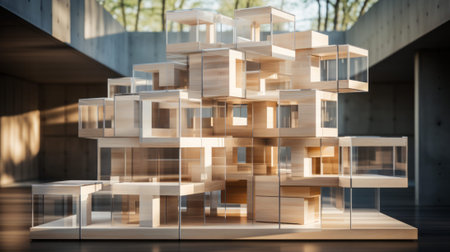 This breathtaking architecture of a house showcases an intricately designed outdoor space, complete with a mesmerizing window that brings the building to lifeの素材