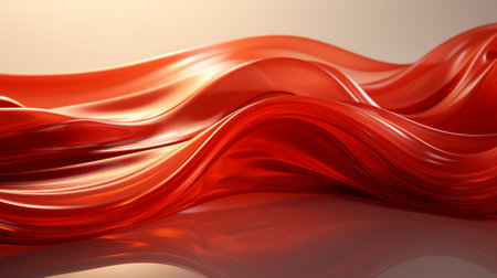 An abstract art piece featuring a vibrant red fabric dancing in the wind, illuminated by a peachy sunset, creates a wild and whimsical atmosphereの素材