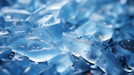 A still and serene image of glistening blue ice cubes captures the beauty of nature in its most pristine and captivating formの素材