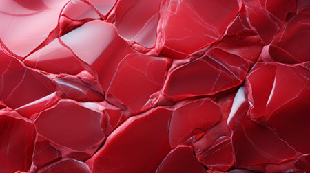 A vibrant red flower blooms with petals that look like polished stones, creating a captivating scene of beauty and vitalityの素材