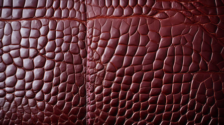 Rich, rugged textures intertwine as a fiery red hue dances upon the intricate brown patterns of the luxurious leatherの素材