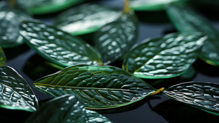Nature's intricate artistry revealed through a vibrant palette of verdant leaves and delicate flowers, a mesmerizing display of life and growth captured in a single frameの素材