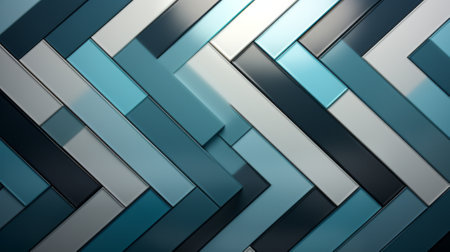 A strikingly symmetrical blue building with a mesmerizing pattern of parallel lines, creating an abstract work of art that evokes a sense of structured chaosの素材