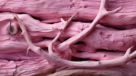 The vibrant shades of a pink wood come alive in this striking close-up, evoking a sense of wonder and enchantment in its untamed beautyの素材