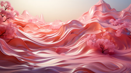 A dreamy masterpiece filled with vibrant shades of pink, capturing the whimsical essence of nature's beauty through the delicate strokes of an artist's brushの素材