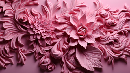 Amidst a sea of lilac petals, a wild chrysanthemum blooms in shades of pink, its delicate leaves dancing with fluid graceの素材