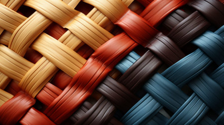 Threads intertwine, creating a symphony of texture and color in this intricately crafted garment, evoking a sense of timeless elegance and craftsmanshipの素材