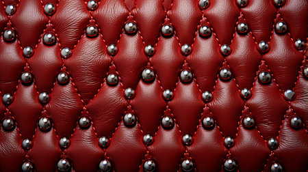 Fiery carmine leather adorned with shimmering silver studs evokes a sense of daring rebellion and adds a touch of edgy glamour to any lookの素材
