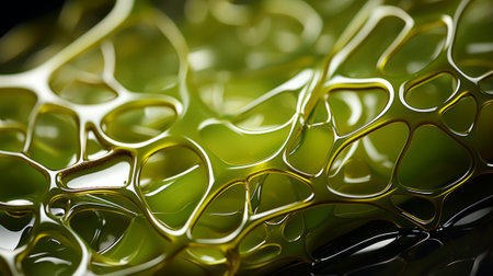 A vibrant and chaotic display of organic energy, captured in the intricate veins and hues of an abstract green leafの素材
