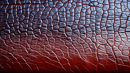 A fiery red abstract dance upon the smooth leather surface, evoking passion and rebellion in its fluid and wild movementsの素材