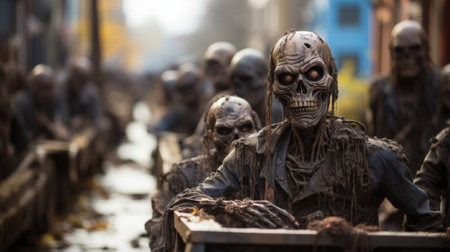 A diverse group of individuals adorned in intricate attire stand before a magnificent outdoor sculpture, basking in the beauty of art and embracing the freedom of self-expressionの素材