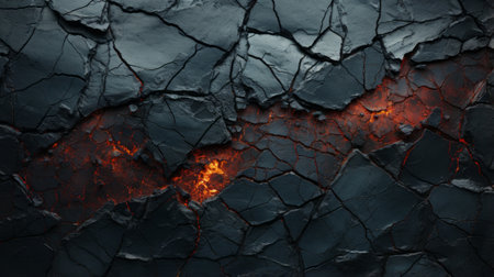 Nature's fiery passion bursts forth from a mysterious black rock, its abstract form dancing wildly with the elementsの素材