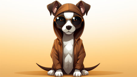 In a world of bright colors and funky fashion, a cool canine with a slick snout and dapper jacket struts with confidence, spreading joy and bringing a touch of whimsy to all those aroundの素材