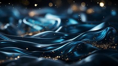 A mesmerizing image of abstract blue liquid, dancing with light and evoking a sense of fluidity and wild emotionの素材